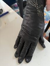 Guantes negros bordados piel de cordero para dama 6-6-1/2 o más importados segunda mano  Embacar hacia Argentina