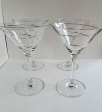Used, 4 X Vintage Style Silver Metallic Swirl Ribbon Band Martini / Cocktail Glasses  for sale  Shipping to South Africa