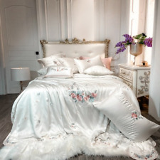 Usado, Conjunto de roupa de cama luxo branco pastoral bordado flor 600TC algodão egípcio capa comprar usado  Enviando para Brazil
