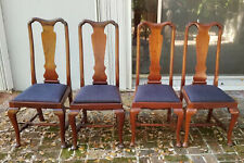 SET of 4 ANTIQUE 19c. CARVED WALNUT QUEEN ANNE DINING CHAIR for sale  Shipping to South Africa