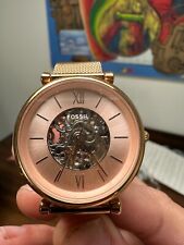 Relógio automático de malha de aço inoxidável tom ouro rosa Fossil Carlie comprar usado  Enviando para Brazil