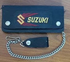 Vintage Leather Suzuki Biker Wallet With Metal Chain & Harley Davidson Belt Clip for sale  Shipping to South Africa
