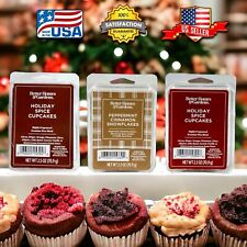 Paquete de 3 BH&G ""HOLIDAY SPICE CUPCAKES & PIMIENTA CANELA NIEVE"" Cubo de cera se derrite segunda mano  Embacar hacia Argentina