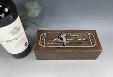 Usado, Antiguo Heintz Sterling Bronce GOLFER Caja de escritorio Humidor Cedro Forrado USA segunda mano  Embacar hacia Argentina