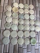 Lot 36 Vintage Glass Canning Jar Lid Inserts Milk Glass Various White Samco Hero, used for sale  Shipping to South Africa
