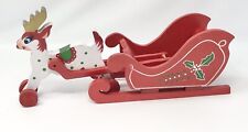 Vintage Christmas Wood Painted Sleigh W/ Reindeer Mid Century Modern MCM ￼, used for sale  Shipping to South Africa