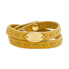 Used, Fendi Yellow Selleria Leather Gold Tone Metal Double Wrap Bracelet for sale  Shipping to South Africa