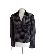 Luella Size 42/UK 14 Grey Checked Cotton Velvety Double Breasted Blazer Jacket. for sale  Shipping to South Africa