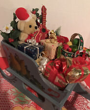 Beautiful Handmade & Painted Wood Sleigh, Santa Bear, & Toys for sale  Shipping to South Africa
