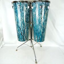 Bola de boliche Ludwig azul ostra bateria conga 12x27" x2 + suporte Hércules vintage anos 70 comprar usado  Enviando para Brazil