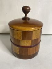Used, Vintage Hand Turned Carved Round Wooden & Coaster Stackable Case Retro for sale  Shipping to South Africa