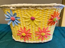 Used, Vintage 70's Bicycle Bike Basket Flowers Woven Plastic Wicker Front Handlebars for sale  Shipping to South Africa