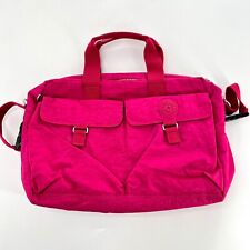 Bolsa de bebê Kipling rosa quente malha forrada aba bolsos externos tecido de náilon enrugado comprar usado  Enviando para Brazil