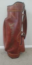 Vintage  Spalding Golf Bag Brown Faux Leather with Strap 14 Dividers 2 Zippers, used for sale  Shipping to South Africa