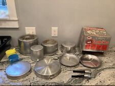 Used, Vintage 6 Party Aluminum Cook Set Plates Pots Coffee Frying Pan Camping Box for sale  Shipping to South Africa
