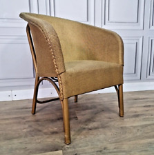 Vintage Retro Mid Century Gold Upholstered Loom Wicker Cane Weave Tub Arm Chair for sale  Shipping to South Africa