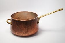 VTG Large Sauce Pan Pot Copper w/ Brass Handle Unmarked Decor Aged Rustic Hammer for sale  Shipping to South Africa