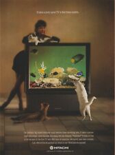 1989 Hitachi Big Screen TV - Cats Fooled By Fish Tank Picture - Print Ad Photo for sale  Shipping to South Africa