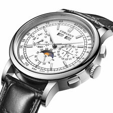 Relógio masculino automático multifuncional polido 42mm Corgeut mostrador preto branco data comprar usado  Enviando para Brazil