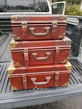 Juego de 3 maletas vintage baúles de equipaje rústico antiguo almacenamiento decorativo retro, usado segunda mano  Embacar hacia Argentina