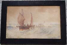 Pintura em aquarela de barcos de arenque William Henry Pearson em moldura de madeira antiga comprar usado  Enviando para Brazil