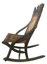 Cadeira de campanha balancim dobrável esculpida em madeira tapeçaria Needlepoint antiga comprar usado  Enviando para Brazil