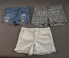 Lote de 3 shorts femininos American Eagle tamanho 8 stretch midi branco azul casual comprar usado  Enviando para Brazil