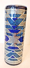 Usado, Garrafa de água feita à mão com isolamento de resina Tribal Sparkle, prata azul-petróleo comprar usado  Enviando para Brazil