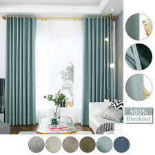 UK Blackout Curtains Eyelets Double Layer Panel Heat Blocking Thermal Insulated for sale  Shipping to South Africa