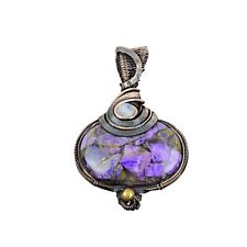 Russian Charoite Jewelry Copper Gift For Sister Wire Wrapped Pendant 2.36" for sale  Shipping to South Africa