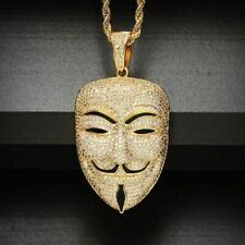 Used, 2.50Ct Round Real Moissanite Vendetta Mask Pendant 14k Yellow Gold Silver Plated for sale  Shipping to South Africa