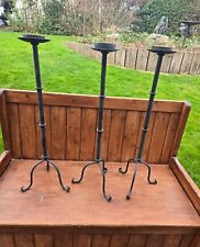 Vintage 3 x Black Iron Candle Holder Tripod Base Free Standing Rustic Tall 71 Cm, used for sale  Shipping to South Africa