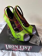 Used, Iron Fist Green Zombie Ankle Strap Heels Size 5  Satin Upper Halloween for sale  Shipping to South Africa