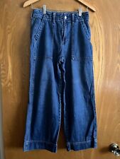 Jeans feminino Gap azul lavagem escura jeans perna larga cintura alta marinheiro 4/27 comprar usado  Enviando para Brazil