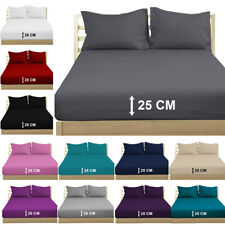 Extra Deep 25cm Fitted Sheet 100% Poly Cotton Single Double King Size Bed Sheets for sale  Shipping to South Africa
