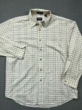 Camisa masculina casual manga longa listrada branca adulto L torneio flecha botão para cima comprar usado  Enviando para Brazil