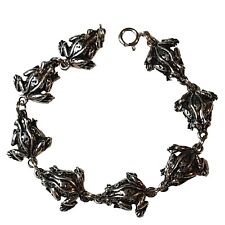 Sterling Silver Frog  Bracelet Links 7 Inch Leaping Chasing Froggy Wildlife Cute for sale  Shipping to South Africa