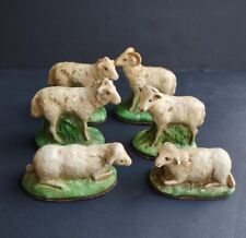 Usado, Lote de 6 bonecos vintage de ovelhas creche de presépio - carneiros pintados ovelhas cordeiros comprar usado  Enviando para Brazil