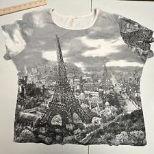 Camiseta Susan Lawrence Top Torre Eiffel manga curta cinza enfeitada plus 2X comprar usado  Enviando para Brazil