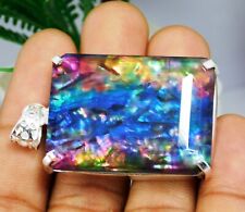 100.75 Ct Natural Ammolite Pendant 925 Solid Silver Emerald Cut Loose Gemstone, used for sale  Shipping to South Africa