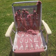 Cadeira dobrável de alumínio vintage gramado rosa fio praia salão de férias comprar usado  Enviando para Brazil