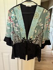 Jaqueta Kimono Vintage Spencer Alexis Top XL Preta Renda Floral Asiática comprar usado  Enviando para Brazil
