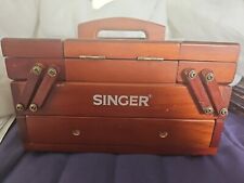Vintage SINGER Expandable Sewing Box Accordion Fold Out Wood Organizer Carrier for sale  Shipping to South Africa