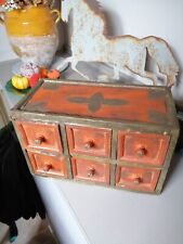 Unusual naive wooden vintage style small freestanding 6 drawer cabinet for sale  Shipping to South Africa