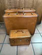 leather 3 suitcases vintage for sale  Newport Beach