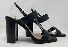 Office London size 7 (40) black leather high heel strappy square toe sandals for sale  Shipping to South Africa