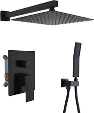 Sistema de chuveiro DoBrass preto completo com cabeça de chuveiro de 10 polegadas, válvula antiescaldismo comprar usado  Enviando para Brazil