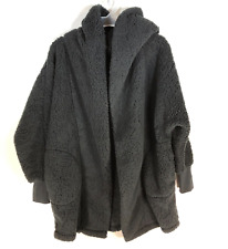 GILI The Lounger Womens Sherpa Hoodie Oversized Black Long Sleeve Pockets for sale  Shipping to South Africa