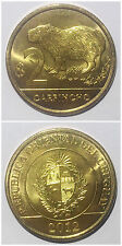 URUGUAY 2 Pesos capibara Carpincho animal 23mm latón placa de acero moneda UNC 1pcs, usado segunda mano  Embacar hacia Argentina