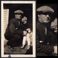 SINISTER EYELESS GANGSTER PAPPA & DADDY'S LITTLE GIRL ~ 1930s VINTAGE PHOTO, used for sale  Shipping to South Africa